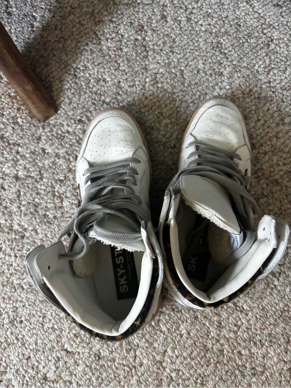Golden Goose Sky-star High-Top Sneakers with Leopard Print Star Accent - Picture 4 of 7